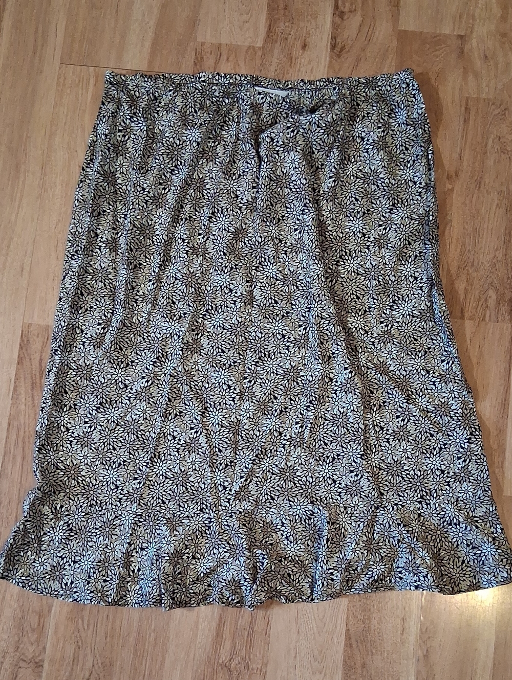 CJ Banks Black, White, And Brown Floral-Print Maxi Skirt